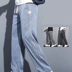 2025 New Summer Soft Lyocell Fabric Men's Jeans Thin Loose Straight Pants
